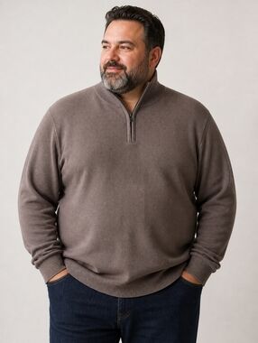 NWT 2XL Men's Half-Zip Pullover Sweater Dark Taupe